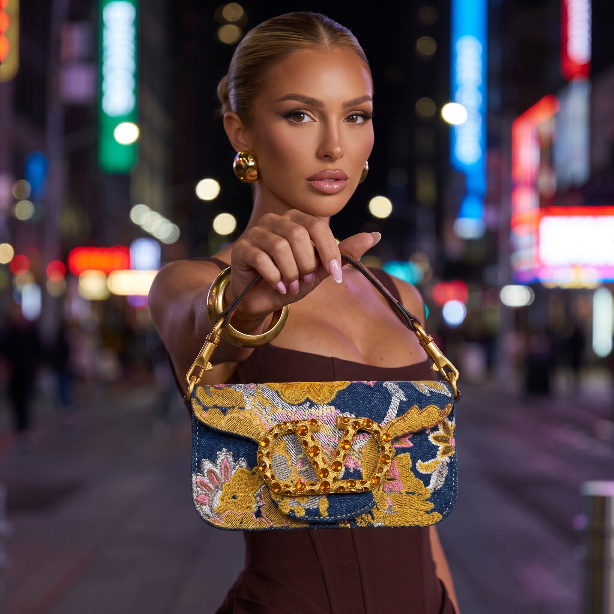 Valentino Garavani Floral Embroidered Denim Shoulder Bag 🌸✨ - MASTERPIECE