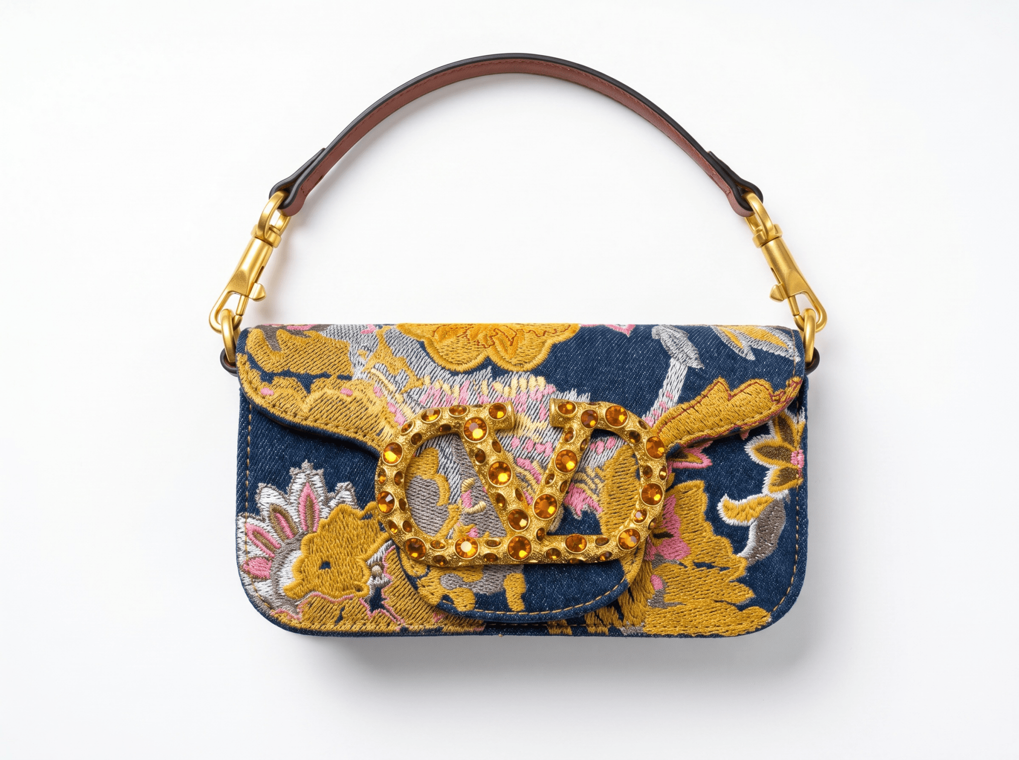 Valentino Garavani Floral Embroidered Denim Shoulder Bag 🌸✨ - MASTERPIECE
