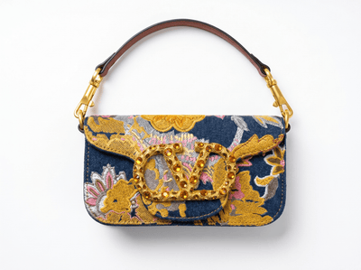 Valentino Garavani Floral Embroidered Denim Shoulder Bag 🌸✨ - MASTERPIECE