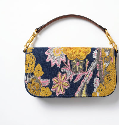 Valentino Garavani Floral Embroidered Denim Shoulder Bag 🌸✨ - MASTERPIECE
