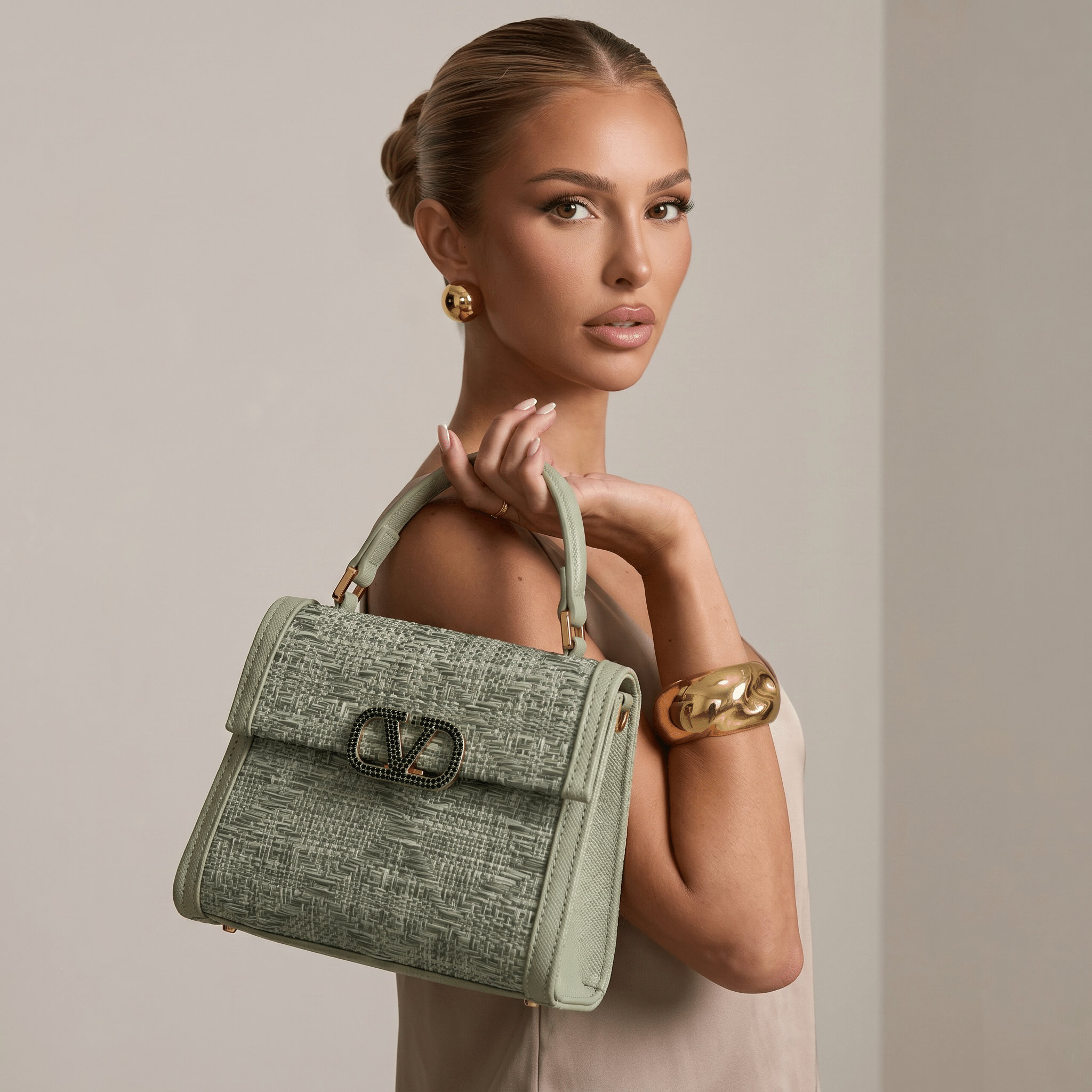 Valentino Garavani Sage Green VLogo Top Handle Bag 💚✨👜👑 - MASTERPIECE