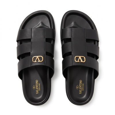 Valentino Garavani VLogo Black Multi-Strap Luxury Slides - MASTERPIECE