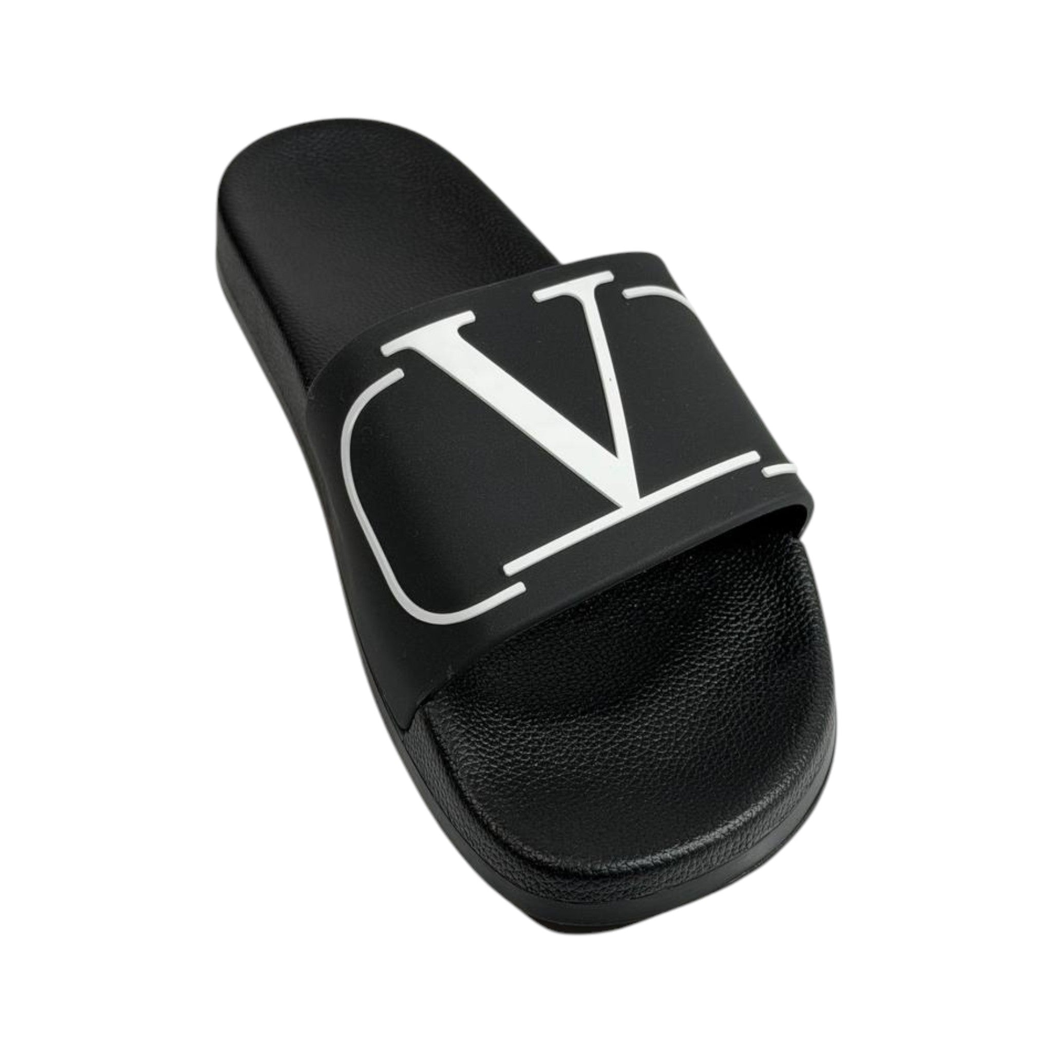 Valentino V Logo Black Slides – Premium Luxury Comfort Slippers 🖤✨ - MASTERPIECE