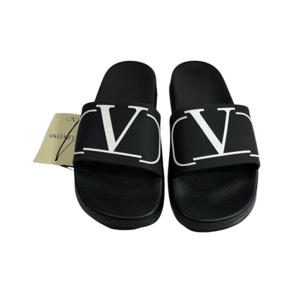 Valentino V Logo Black Slides – Premium Luxury Comfort Slippers 🖤✨ - MASTERPIECE