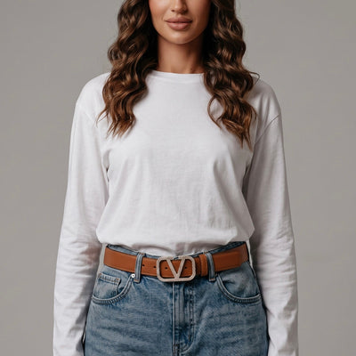 Valentino V Logo Crystal Buckle Reversible Belt 🤎✨ - MASTERPIECE