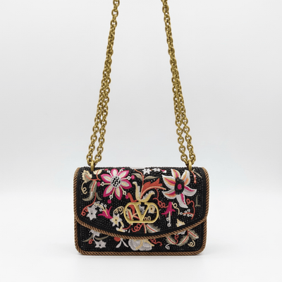 Valentino VLogo Embroidered Floral Chain Shoulder Bag - MASTERPIECE