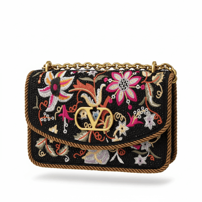 Valentino VLogo Embroidered Floral Chain Shoulder Bag - MASTERPIECE