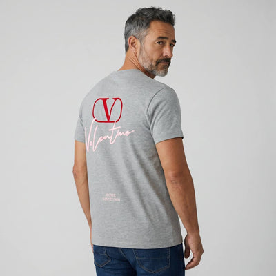 Valentino VLogo Signature T-Shirt – Heather Grey & Pink Edition 💗✨ - MASTERPIECE