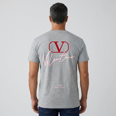 Valentino VLogo Signature T-Shirt – Heather Grey & Pink Edition 💗✨ - MASTERPIECE