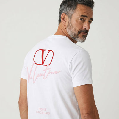 Valentino VLogo Signature T-Shirt – Pure White & Pink Edition 🤍💗 - MASTERPIECE