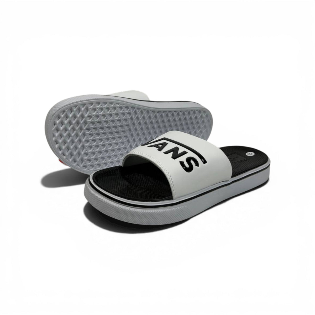 ⚪⚫ Vans Classic Slides – White & Black Essential Edition - MASTERPIECE