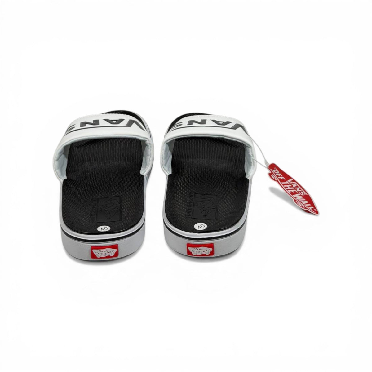 ⚪⚫ Vans Classic Slides – White & Black Essential Edition - MASTERPIECE