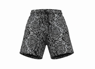 Versace Baroque Swim Shorts 🖤 | Black & White Luxury Beachwear - MASTERPIECE