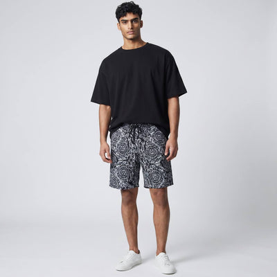 Versace Baroque Swim Shorts 🖤 | Black & White Luxury Beachwear - MASTERPIECE