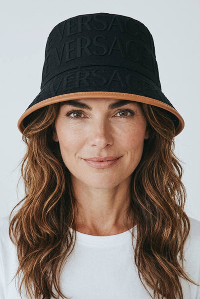 🧢 Versace Black Logo Bucket Hat | Embossed Luxury Statement 🖤✨ - MASTERPIECE