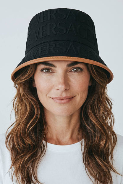🧢 Versace Black Logo Bucket Hat | Embossed Luxury Statement 🖤✨ - MASTERPIECE