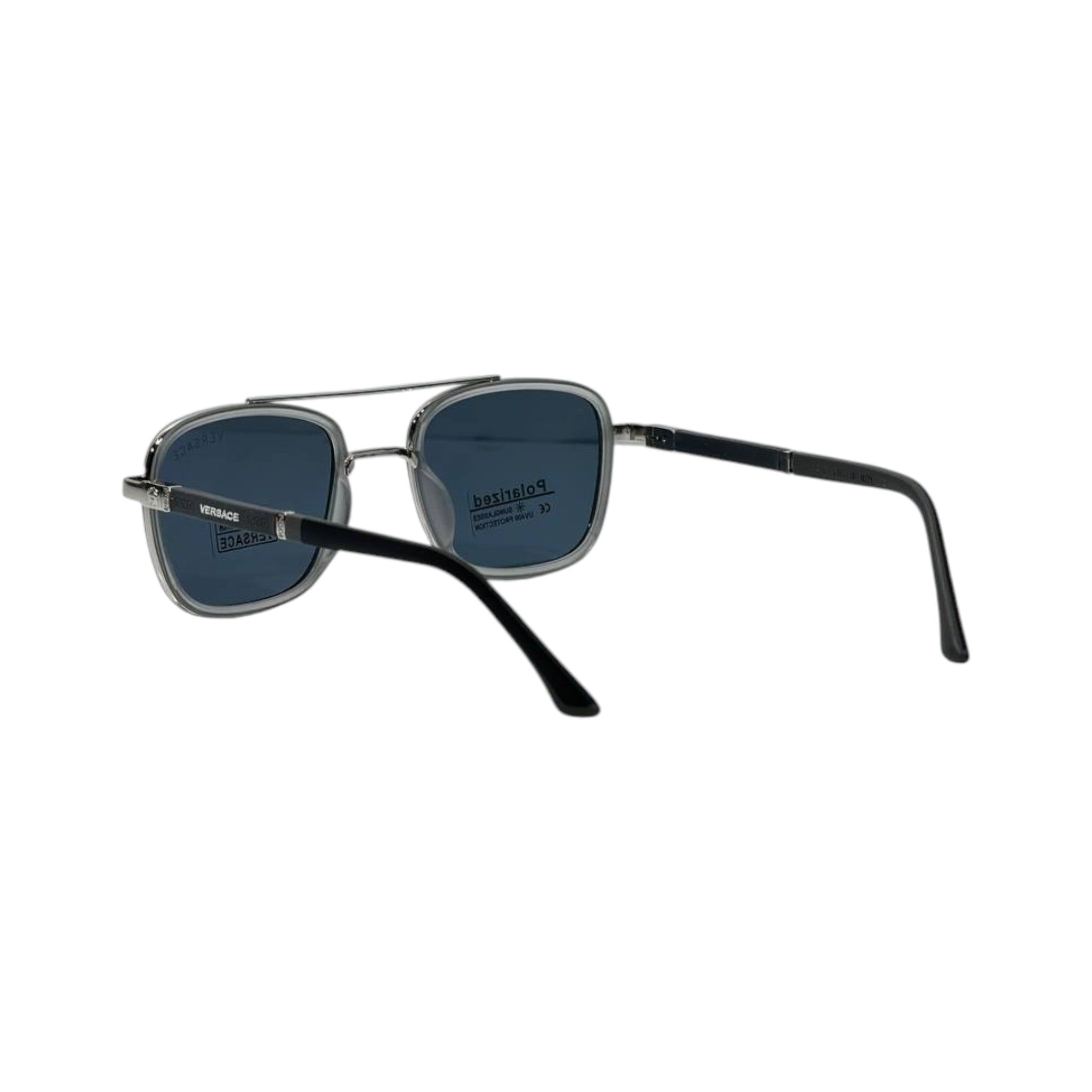 🕶️ Versace Double Bridge Aviator Sunglasses – Silver & Black Luxury Edition ✨ - MASTERPIECE