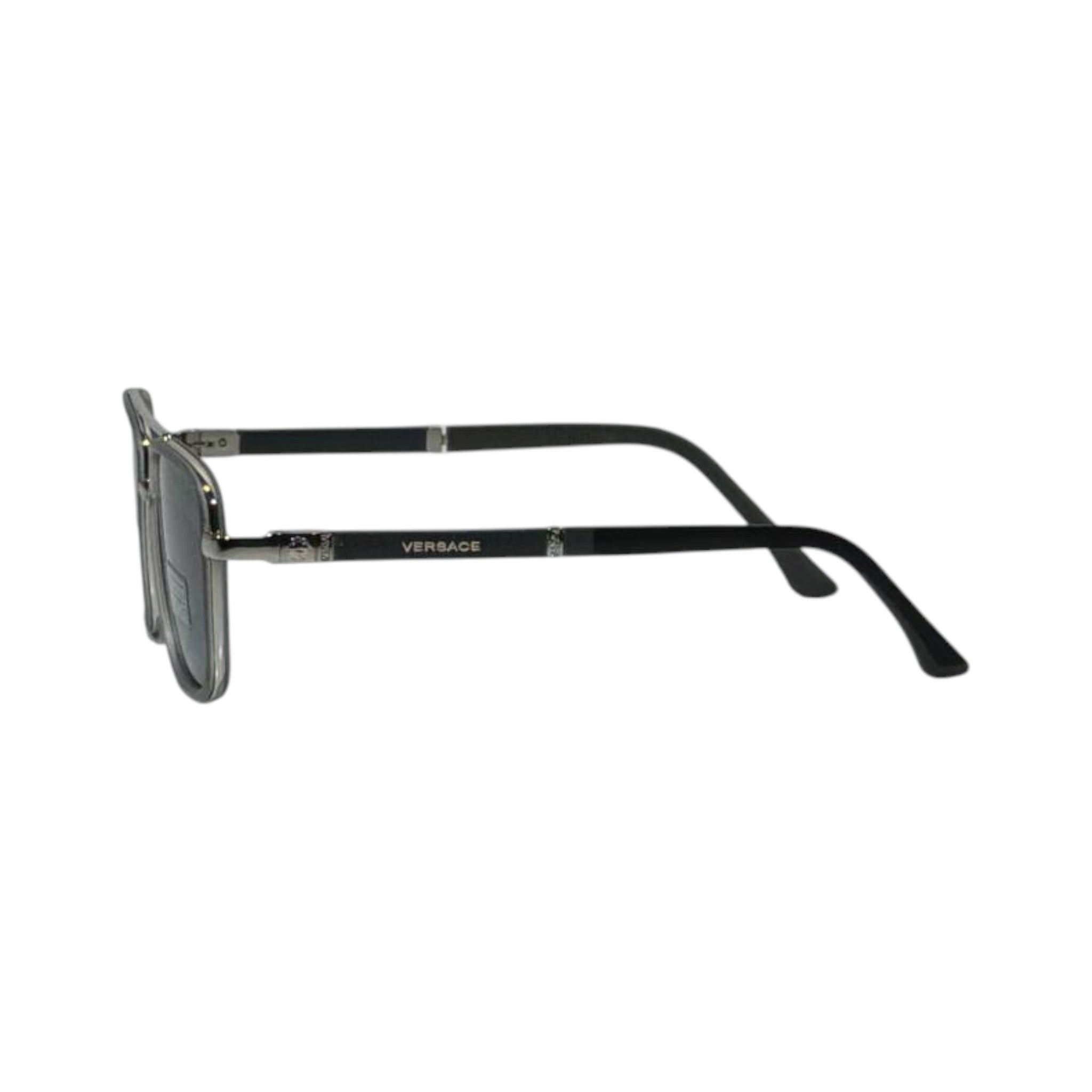 🕶️ Versace Double Bridge Aviator Sunglasses – Silver & Black Luxury Edition ✨ - MASTERPIECE