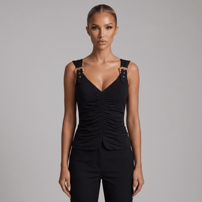 🖤 Versace Jeans Couture Ruched Buckle Top ✨ - MASTERPIECE