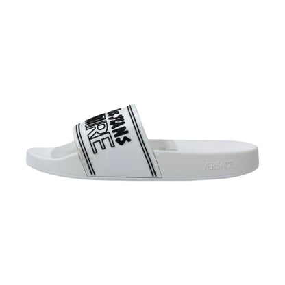 🤍 Versace Jeans Couture White Logo Slides – Luxury Minimalist Summer Essential ✨ - MASTERPIECE
