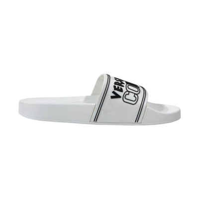 🤍 Versace Jeans Couture White Logo Slides – Luxury Minimalist Summer Essential ✨ - MASTERPIECE