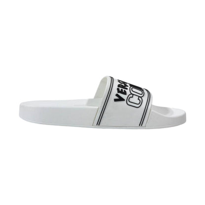 🤍 Versace Jeans Couture White Logo Slides – Luxury Minimalist Summer Essential ✨ - MASTERPIECE