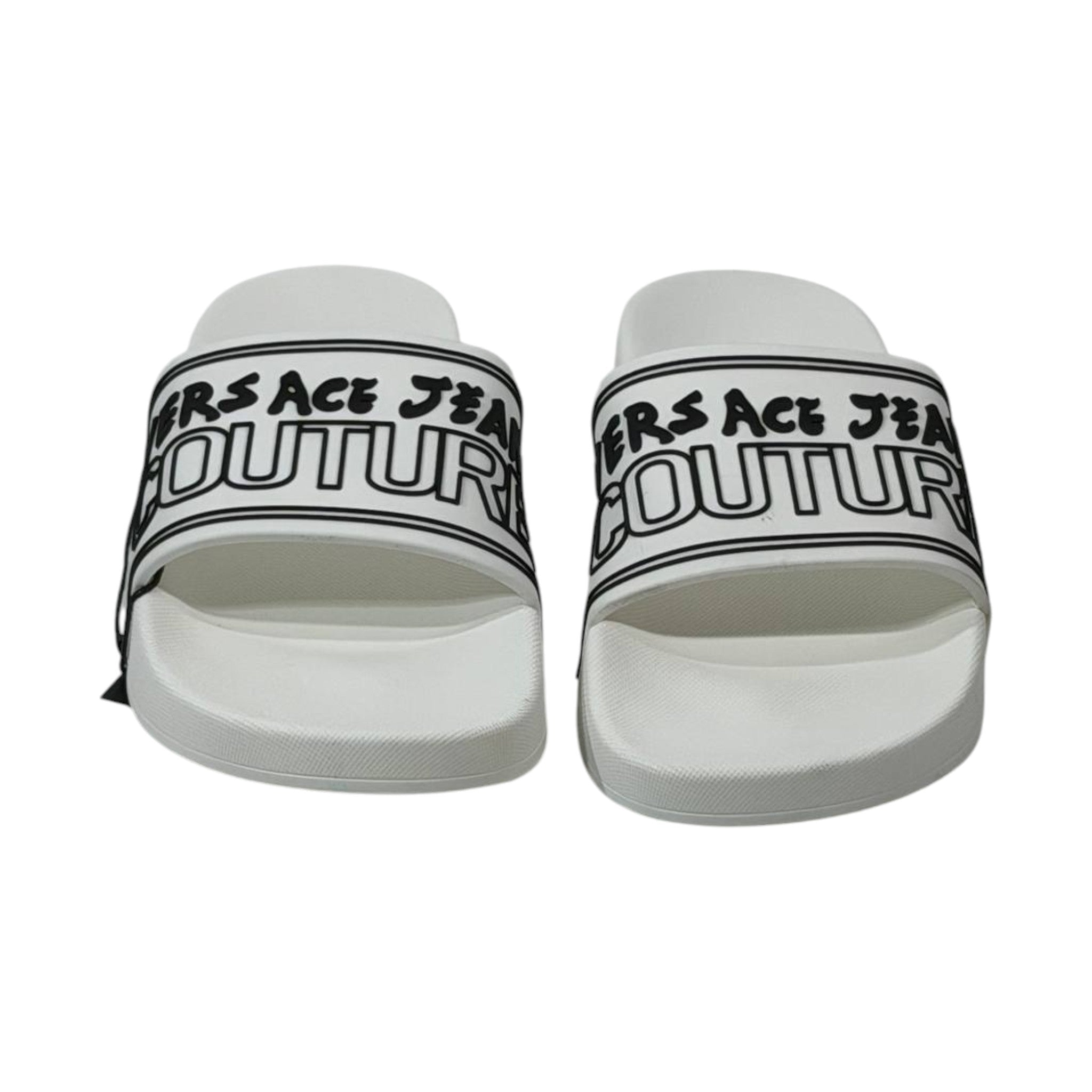 🤍 Versace Jeans Couture White Logo Slides – Luxury Minimalist Summer Essential ✨ - MASTERPIECE