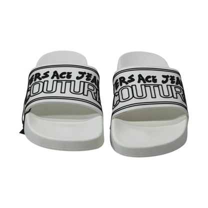 🤍 Versace Jeans Couture White Logo Slides – Luxury Minimalist Summer Essential ✨ - MASTERPIECE