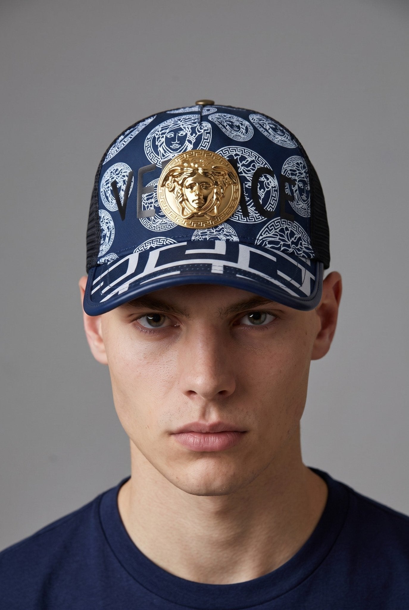 Versace Medusa Graphic Trucker Cap – Navy Blue - MASTERPIECE