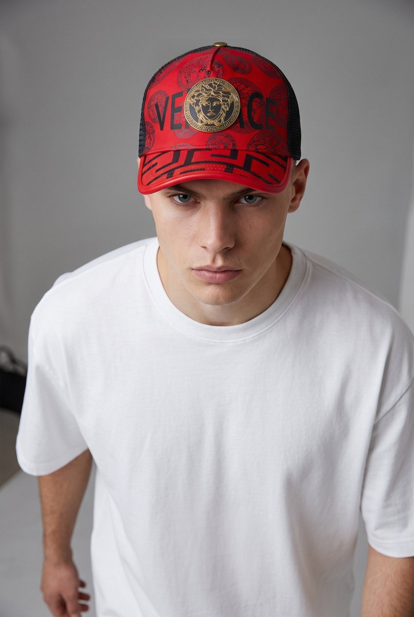 Versace Medusa Graphic Trucker Cap – Red & Black - MASTERPIECE