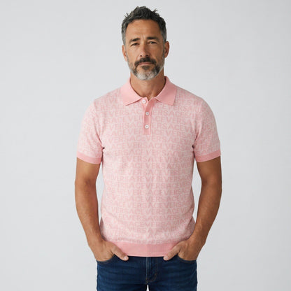 💗 Versace Monogram Knit Polo Shirt – Soft Pink Edition - MASTERPIECE