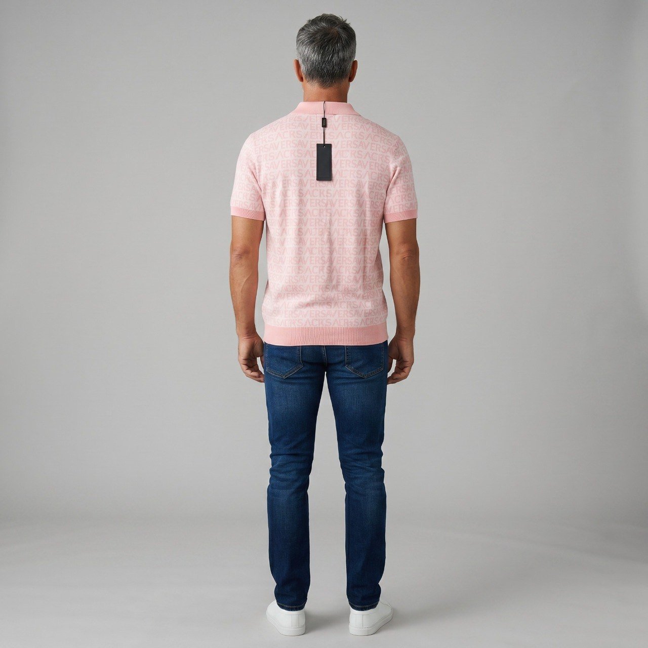 💗 Versace Monogram Knit Polo Shirt – Soft Pink Edition - MASTERPIECE