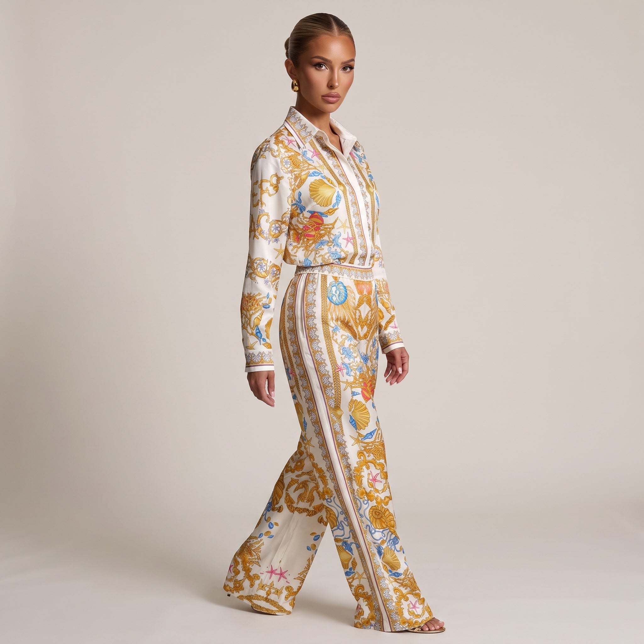 Versace Printed Set – Cream Seashell ✨🌊 one size - MASTERPIECE