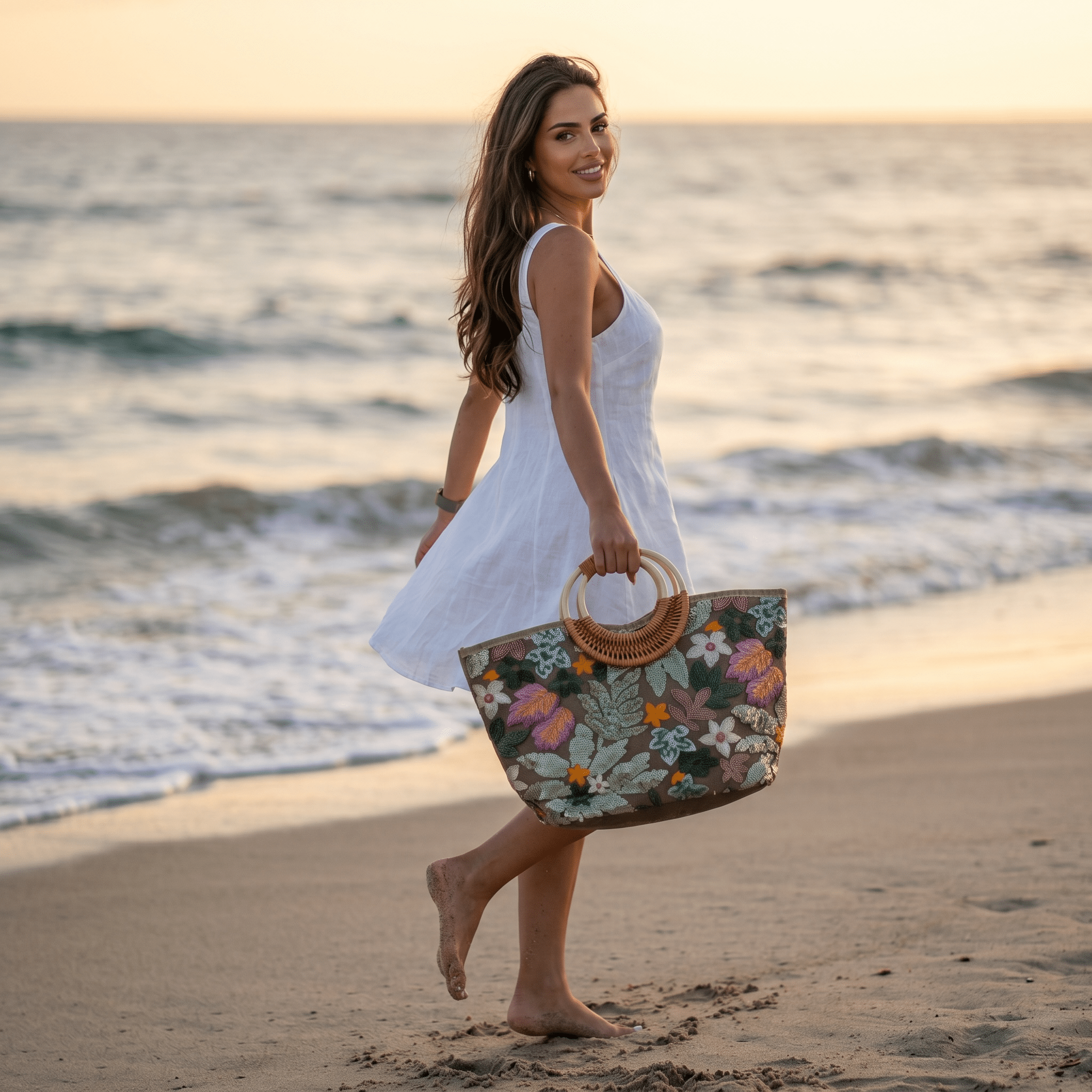 🌿 Vintage Floral Beach Tote Bag | Elegant Boho Summer Handbag ✨ - MASTERPIECE