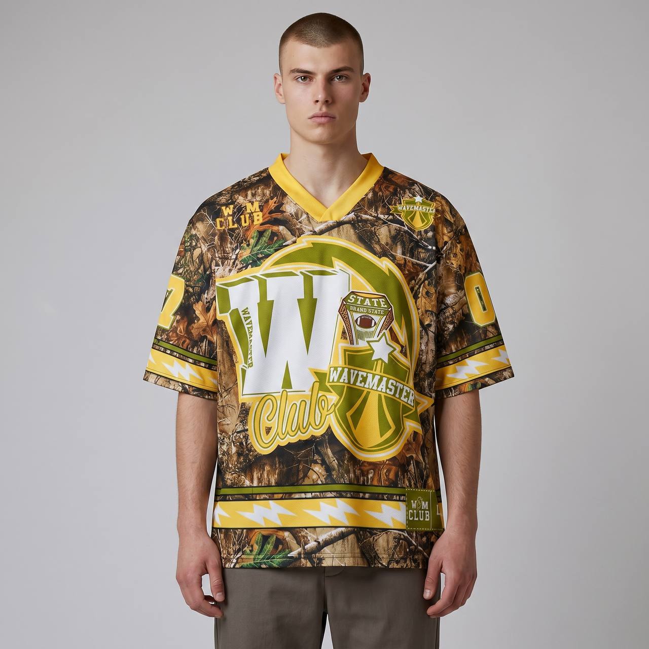 🌲 Wavemaster Club Oversized Camo Jersey – Vintage Sportswear Statement Tee 🏈🔥 - MASTERPIECE