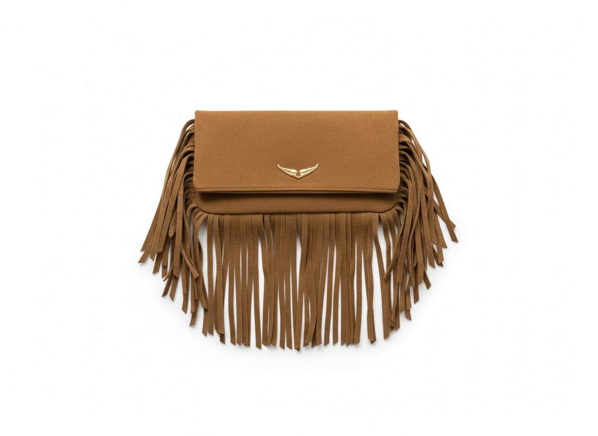Zadig & Voltaire Fringe Clutch – Suede Brown 🤎✨ | Boho Luxe Statement - MASTERPIECE