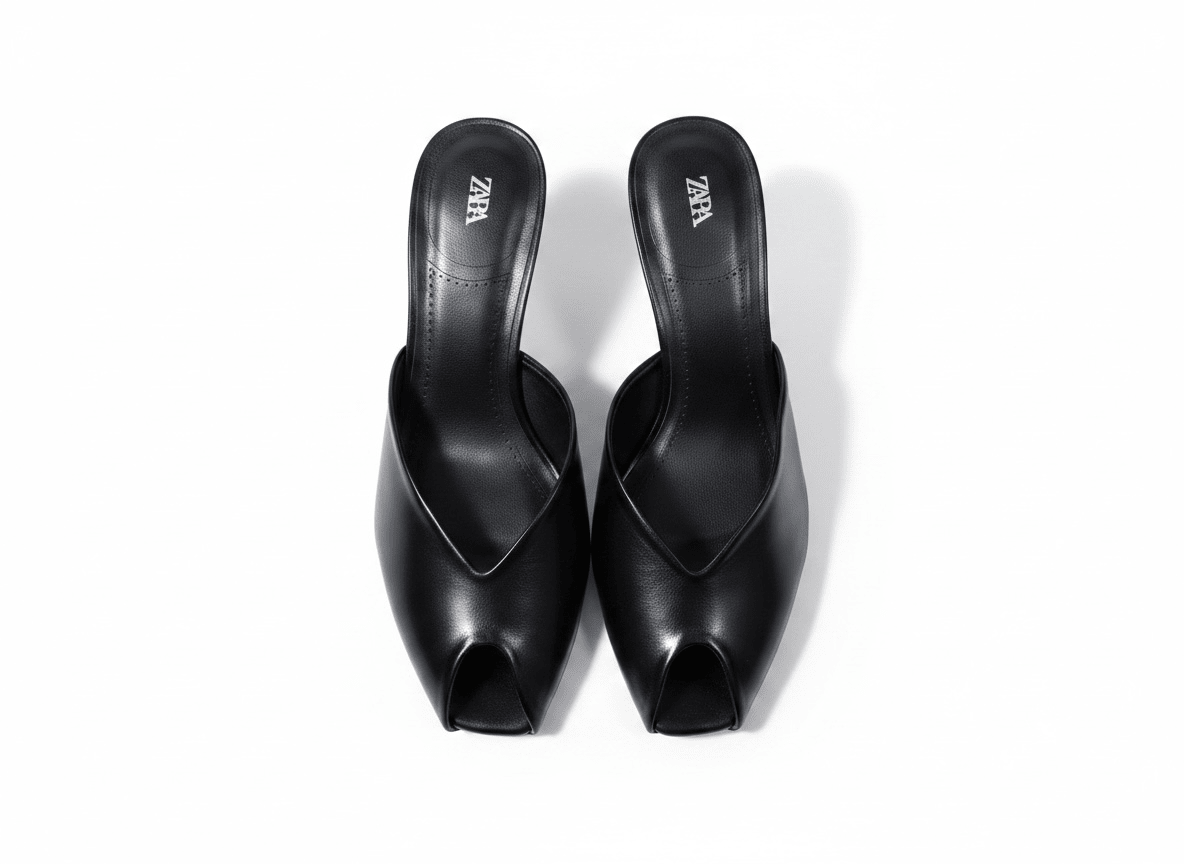 Zara Black Minimal Mule Heels 🖤✨ - MASTERPIECE