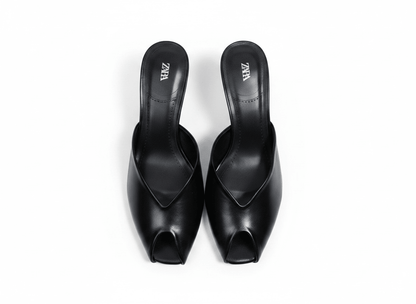 Zara Black Minimal Mule Heels 🖤✨ - MASTERPIECE