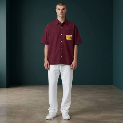 Zara Inspired Oversized Checked Short Sleeve Shirt for Men – Red & Black Statement Streetwear Summer Button-Up 🔥 - MASTERPIECE