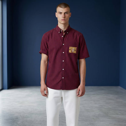 Zara Inspired Oversized Checked Short Sleeve Shirt for Men – Red & Black Statement Streetwear Summer Button-Up 🔥 - MASTERPIECE