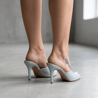 Zara Patent Kitten Heel Mule – Ice Blue 💎🩵 - MASTERPIECE