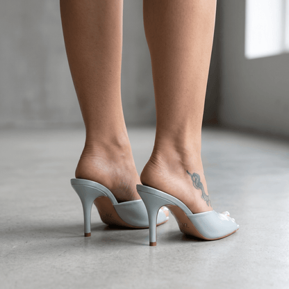 Zara Patent Kitten Heel Mule – Ice Blue 💎🩵 - MASTERPIECE