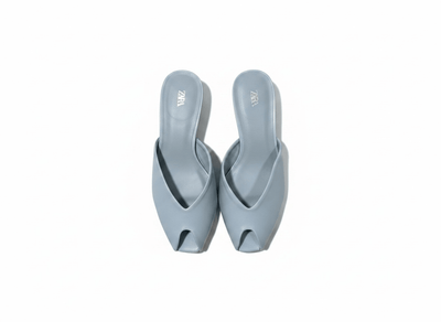 Zara Patent Kitten Heel Mule – Ice Blue 💎🩵 - MASTERPIECE