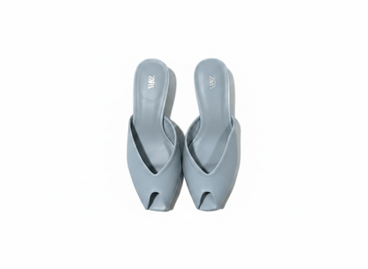 Zara Patent Kitten Heel Mule – Ice Blue 💎🩵 - MASTERPIECE
