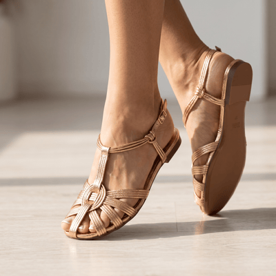 Zara Rose Gold Metallic Flat Sandals ✨🌸 - MASTERPIECE