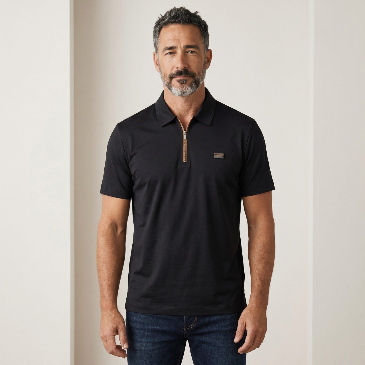 🖤 ZEGNA Luxury Zip Polo Shirt – Black Signature Edition - MASTERPIECE