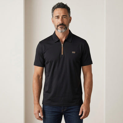 🖤 ZEGNA Luxury Zip Polo Shirt – Black Signature Edition - MASTERPIECE