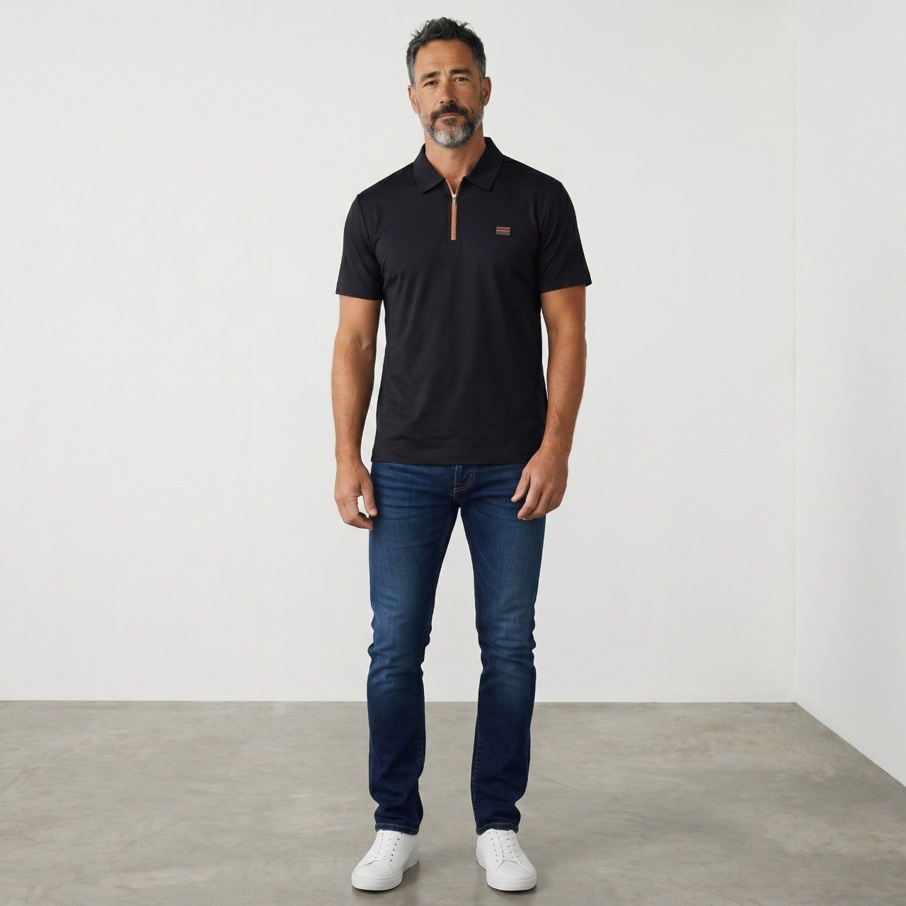 🖤 ZEGNA Luxury Zip Polo Shirt – Black Signature Edition - MASTERPIECE