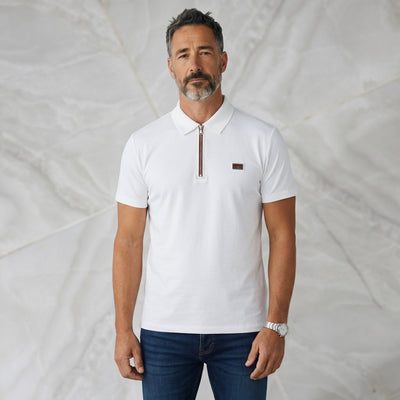 🤍 ZEGNA Luxury Zip Polo Shirt – Modern Italian Elegance - MASTERPIECE