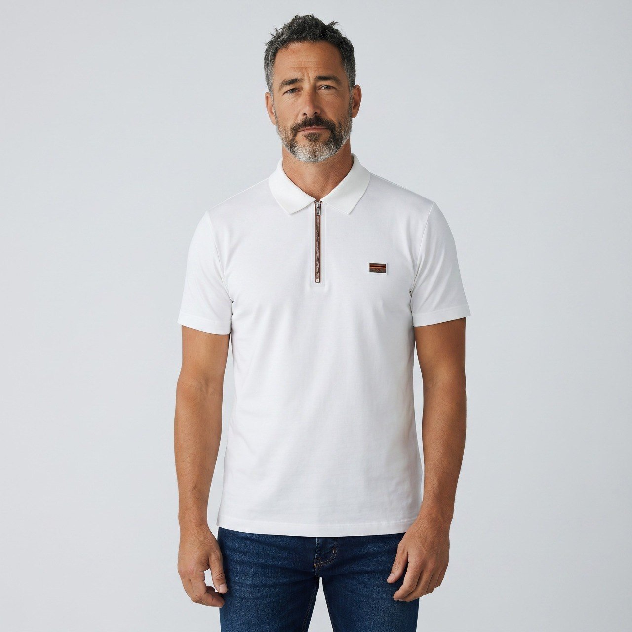 🤍 ZEGNA Luxury Zip Polo Shirt – Modern Italian Elegance - MASTERPIECE